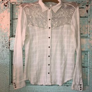 Free People Button Up Shirt White S